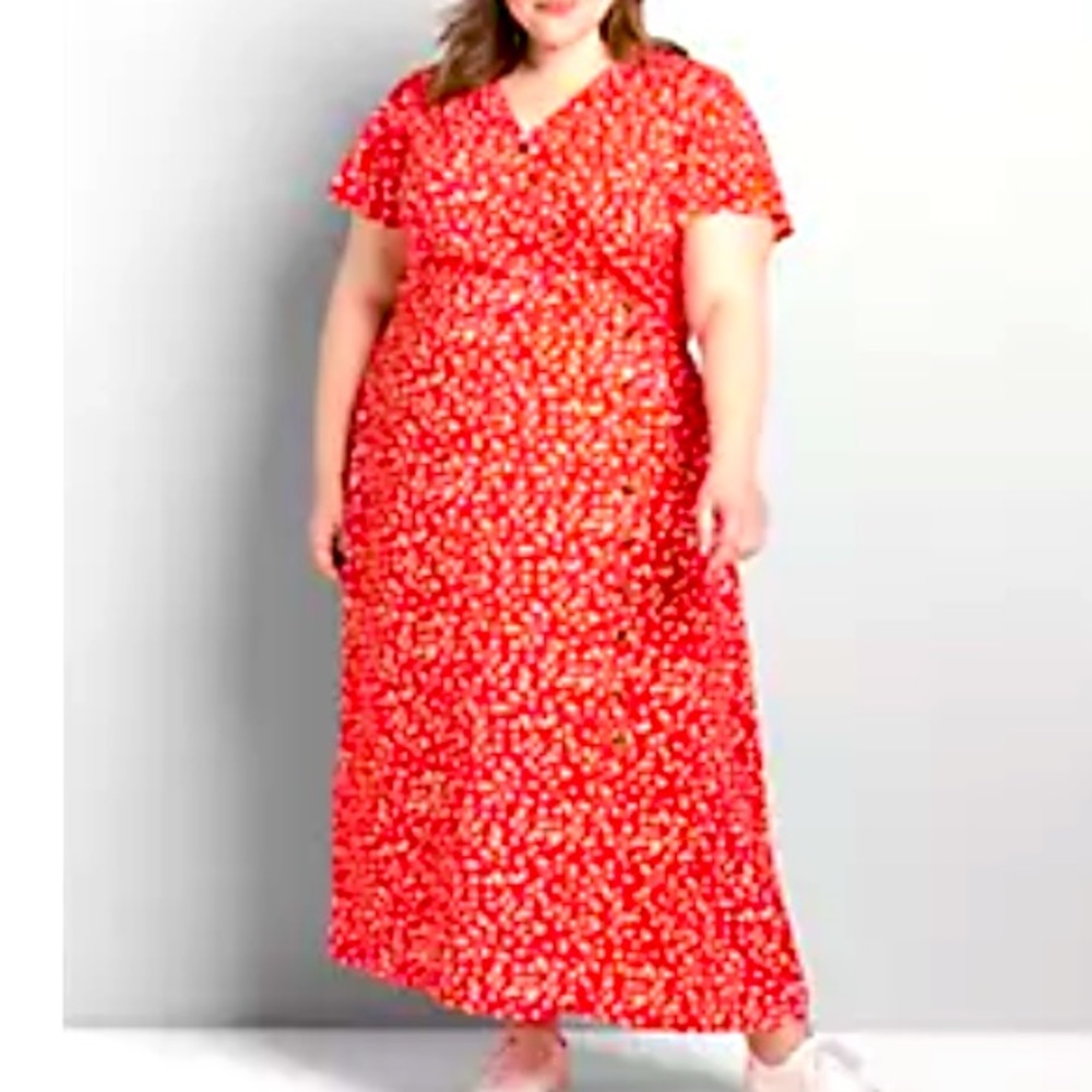 Lane Bryant button front midi dress